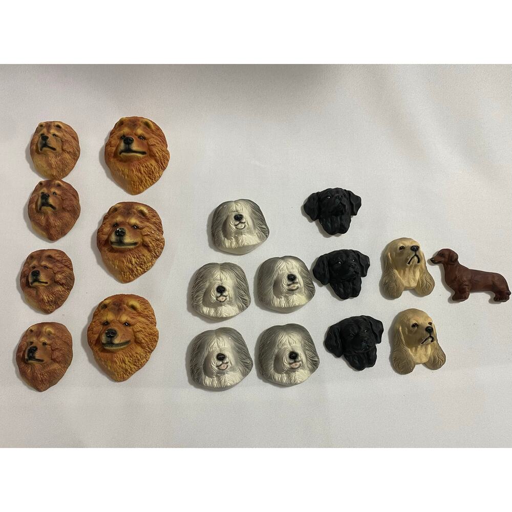 Brown Chow Chow, Sheep Dog, Cocker Spaniel, Dachsund: 18 Resin Magnet LOT